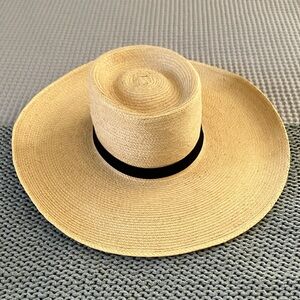 Chic Beige Wide-Brim Hat with Black Band